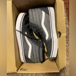 Gray and white High top vans